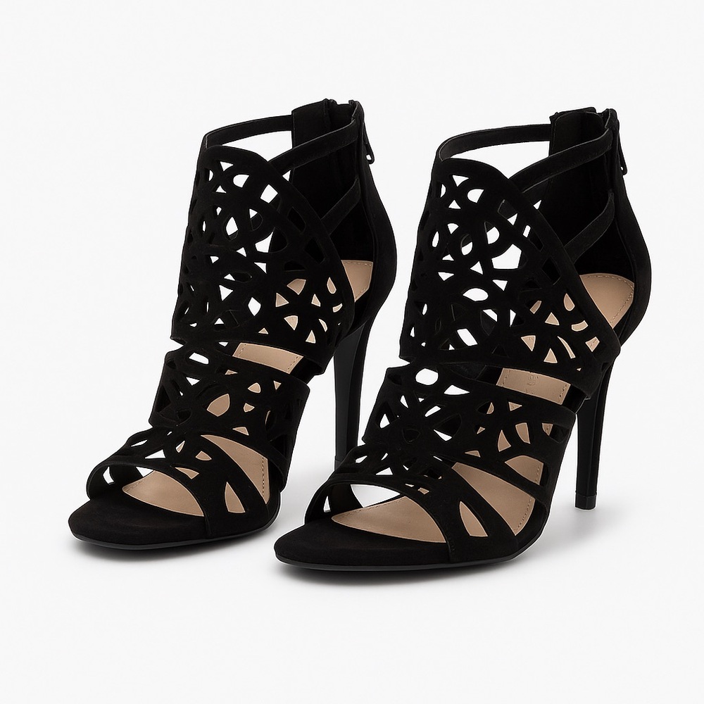 BCBGeneration Elegant Black Laser-Cut Heels